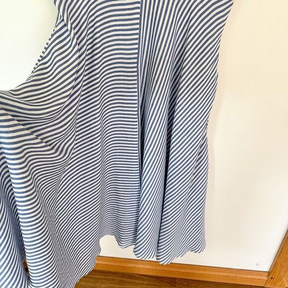 Marella Women’s Blue and White Striped Sleeveless Modest Neckline Midi Maxi Dres - Picture 5 of 13